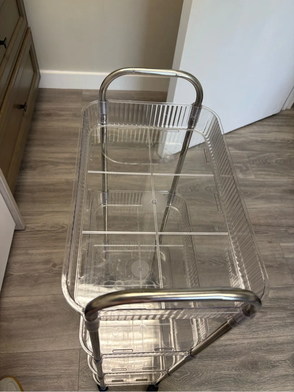 Clear 4-Tier Rolling Storage Cart - Transparent and Chrome